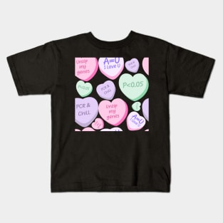 Cute Lovely Laboratory Hearts PCR and Chill Unzip my genes Sticker pack Kids T-Shirt